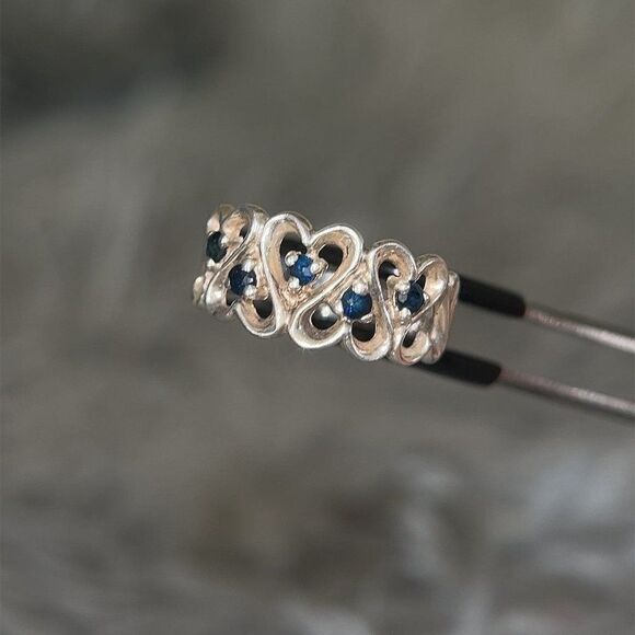 Sterling Silver 925 Blue Sapphires Ring - Picture 3 of 10